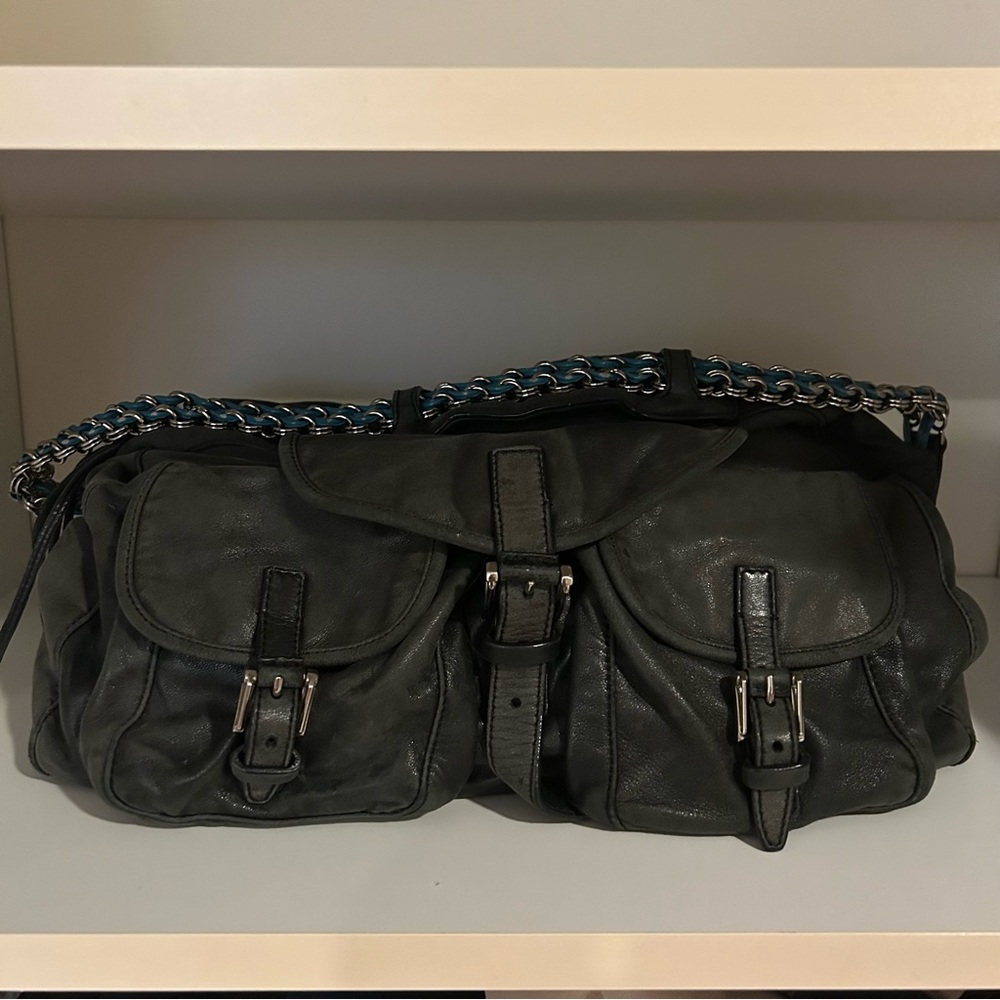 Balenciaga Distressed Leather Cargo Pocket Shoulder Bag - Picture 2 of 8